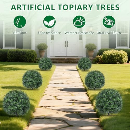grooy artificial 4 pack boxwood topiary plant with showing dimensions