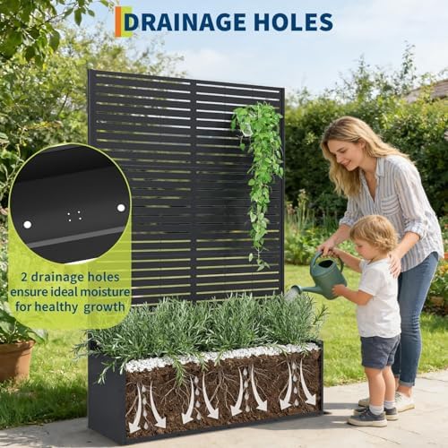 garveelife metal planter box with trellis 71"x47"x16", with showing dimensions