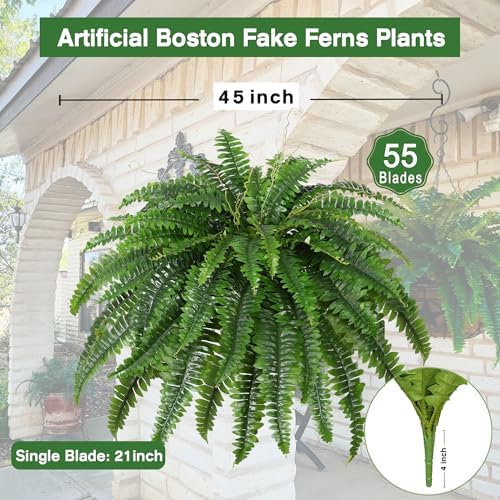 dkaltm 45" artificial boston fern (set of 2) shown in use