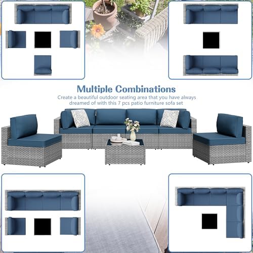shintenchi 7 pieces outdoor patio furniture sets, patio shown in use