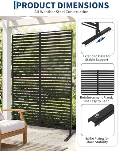 outdoor privacy screen, 48" w x 75" h, side view