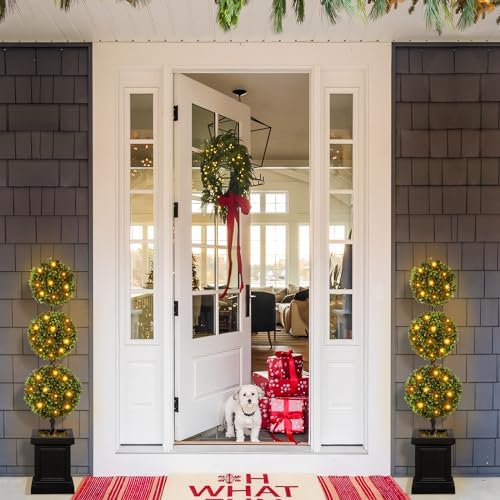 3.5ft topiary trees artificial outdoor with sturdy pot, package contents