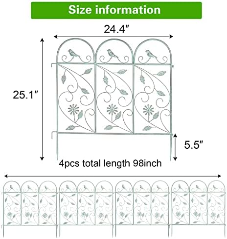 sungmor 25in x 8ft metal garden fence border, package contents
