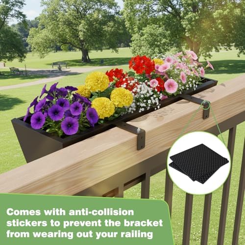 railing planter for outdoor plants 36'' metal hanging, package contents
