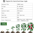 outdoor led grow light with timer, 6-bulbs full showing dimensions