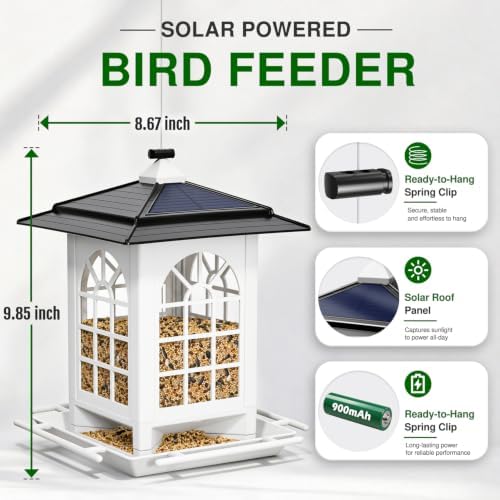 birdream 2 pack solar bird feeders for outdoors, side view