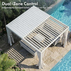 10x12ft aluminum outdoor louvered pergola with screens &, side view