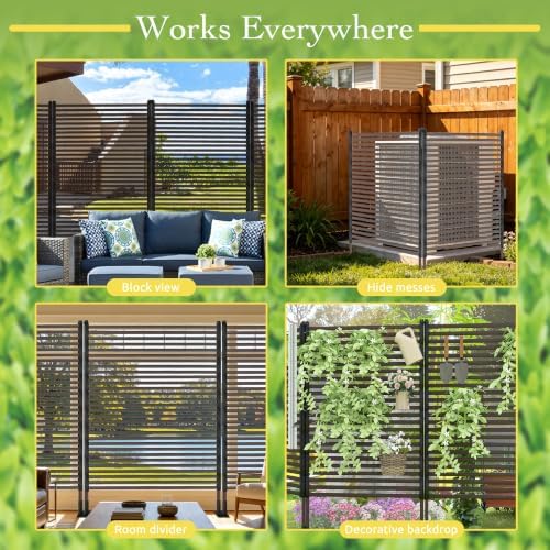 outdoor metal privacy fence screen 35 x 59, front angle view