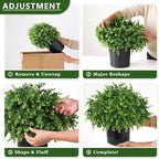2set lifelike touch fake eucalyptus topiary ball trees, side view