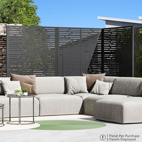 modern shade 4x6 ft metal privacy screen with shown in use