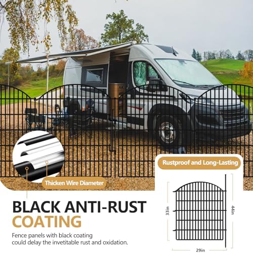 10 panels garden fence animal barrier with lock showing dimensions
