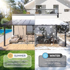 10' x 20' lean to gazebo pergola, metal showing dimensions