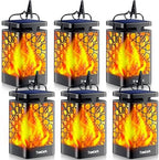 TomCare Solar Lanterns Outdoor, Flickering Flame Hanging Lights, 6 Pack | Realistic Flame Effect, Charges in 6-8 Hours, 10-12-Hour Runtime, IP65 Waterproof, Auto On/Off for Patio, Garden and Porch