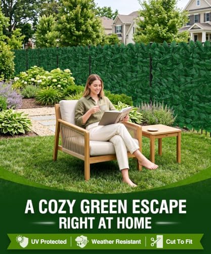 artificial ivy privacy fence screen, 240x40 inch dense, front angle view