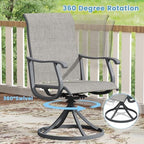 DIFY Patio Swivel Dining Chairs Set of 4, All Weather Swivel Outdoor Patio Chairs with Breathable Textilene Fabric, Metal Frame for Garden Backyard Balcony, Grey