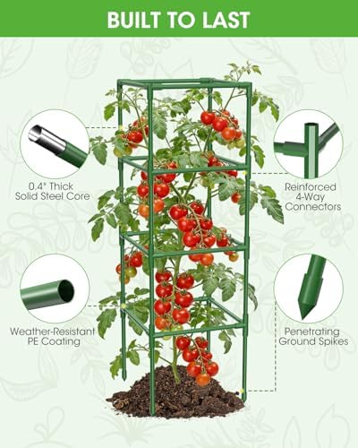 tomato cages,square tomato plant stakes support cages trellis, package contents