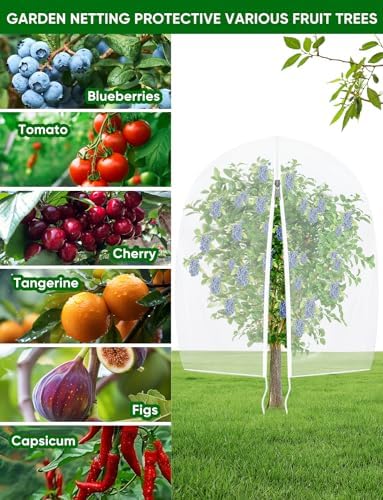 fruit tree netting for cicadas - with zipper, side view
