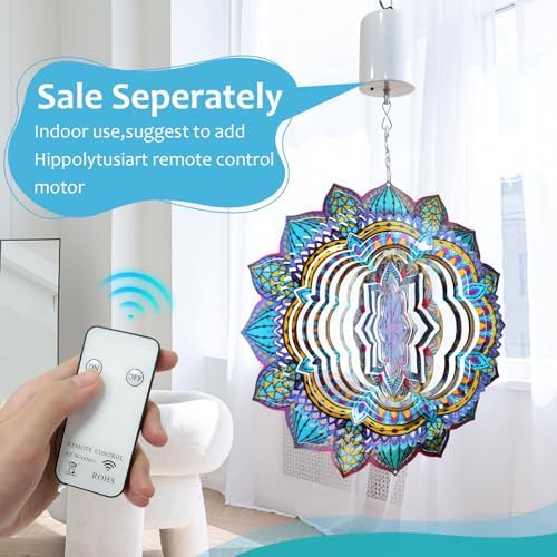 Wind Spinner Mandala Colorful Lily,12In Stainless Steel Wind Spinners Outdoor,3D Hanging Kinetic Sculptures,Yard Art Decorations,Garden Decor,Gifts for Women,Mother,Men,Father,Holidays