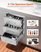 vevor outdoor kitchen drawers 16"w x 21.5"h x, side view