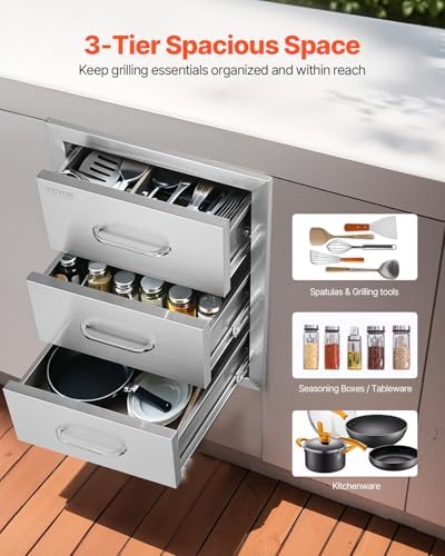 vevor outdoor kitchen drawers 16"w x 21.5"h x, side view