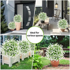 enven white artificial flowers for outdoors, 2 pack on a desk or shelf