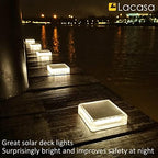 lacasa solar deck lights, 4 pack 30lm led on a desk or shelf