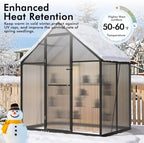 6x4ft greenhouse with thermometers, small greenhouse for outdoors, side view
