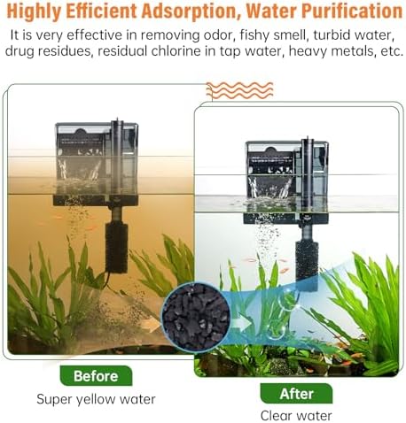 hygger aquarium activated carbon, premium natural coconut shell, close-up detail