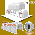benefitusa greenhouse replacement cover half-transparent greenhouse cover (24.6'x10'x7'), front angle view