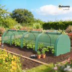 outsunny mini greenhouse 177.2" x 39.4" x 31.5" shown in use