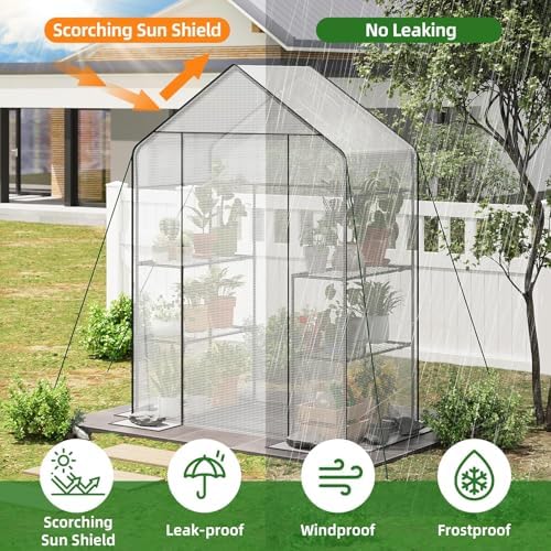 superlele walk-in greenhouse with white pe mesh cover, close-up detail