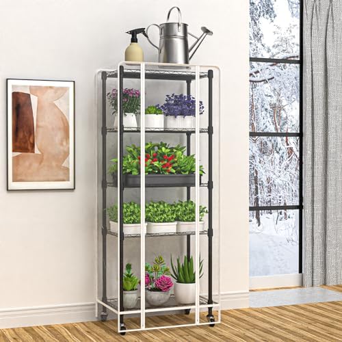 mini 5-tier greenhouse for indoor, 23.2" l×13.4" w×61.4", close-up detail