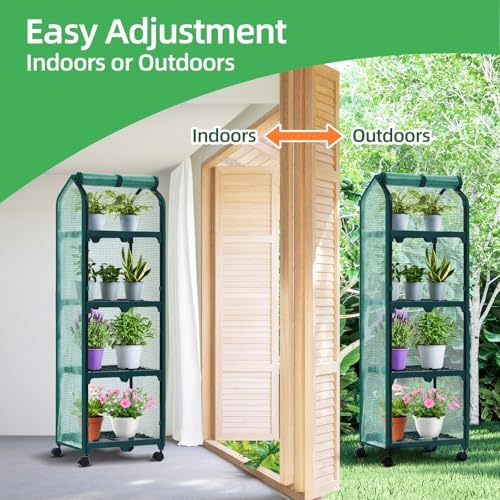 ohuhu mini greenhouse for indoor outdoor, small plastic, close-up detail