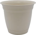 The HC Companies Eclipse Round Planter with Saucer - Outdoor & Indoor Plant Pot with Drainage Holes - Lightweight, UV-Resistant Plastic Pots for Plants, Flowers & Herbs (10" Cottage Stone, Pack of 1)