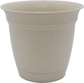 The HC Companies Eclipse Round Planter with Saucer - Outdoor & Indoor Plant Pot with Drainage Holes - Lightweight, UV-Resistant Plastic Pots for Plants, Flowers & Herbs (6” Cottage Stone, Pack of 1)