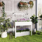 outsunny raised garden bed with flip-up cover, 39.4"x18.9"x48.8" shown in use
