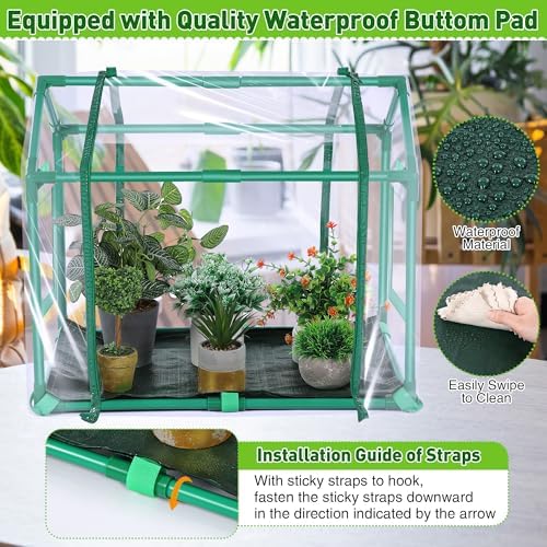mini greenhouse with potting mat for indoor plant, close-up detail