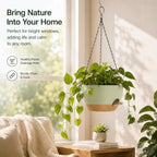 12 inch self‑watering hanging planters plant pots, green‑brown, package contents