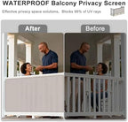 sunny guard 3'x16.5' waterproof balcony privacy screen pes, side view