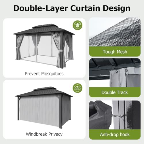 14x10ft hardtop gazebo gray showing dimensions