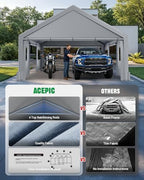 acepic upgraded 20x20 heavy duty carport, drive through, side view
