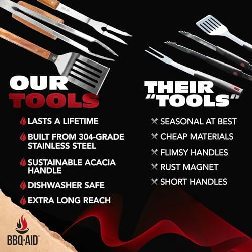 3 piece bbq grilling accessories set - bbq showing dimensions