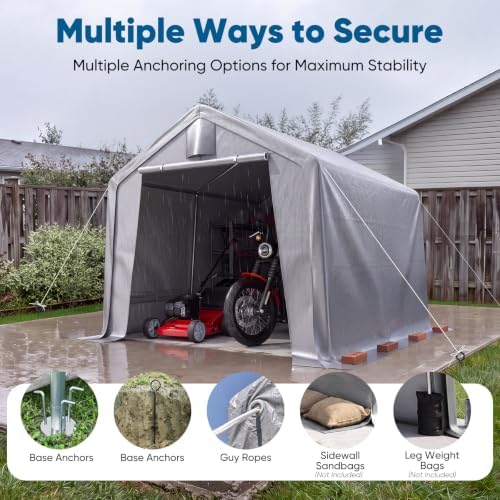 quictent 8x8ft storage shelter portable shed with roll-up, view 9