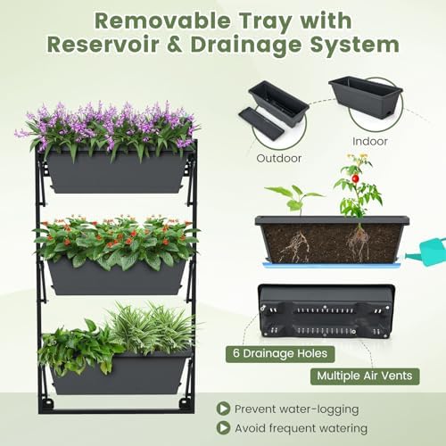 giantex 3-tier vertical railing planter, adjustable hanging planter, package contents