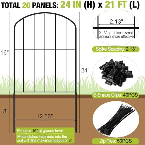 decorative garden fence 24in (h) x 21ft (l) shown in use