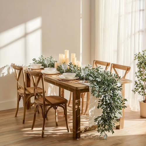 artificial eucalyptus stems, 18.5" realistic fake greenery branches, front angle view