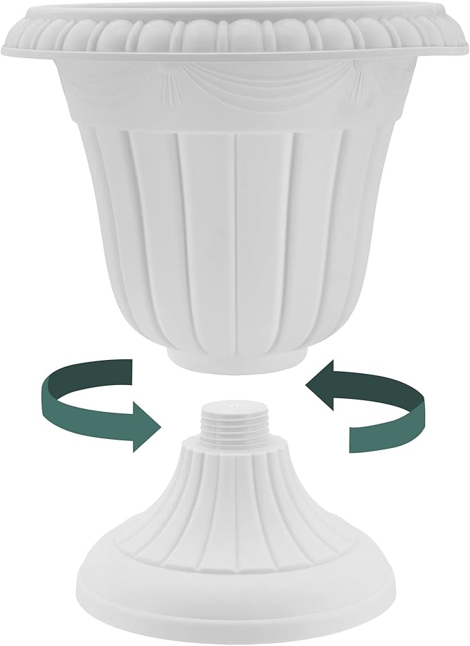 Arcadia Garden Products PL10TP Classic Traditional Plastic Urn Planter Indoor/Outdoor, 15" x 13", Taupe