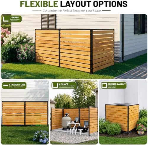 3 panels no dig wood privacy screen, 42", side view