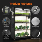 bstrip indoor greenhouse with grow light oxford cover, close-up detail