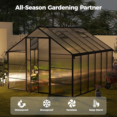 10x12 ft greenhouse for outdoors, polycarbonate greenhouse with on a desk or shelf